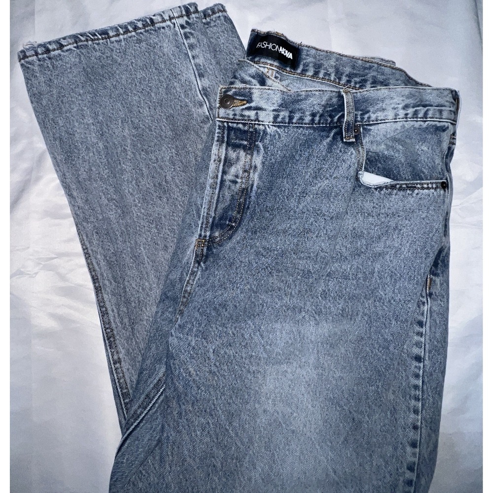 Fashion Nova Women Blue Wide Leg Jeans Size 16 Denim 100% Cotton